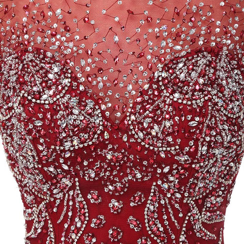 Stunning Sleeveless Round - Neck Mermaid Gown in Gradient Red Prom Dress,LX117