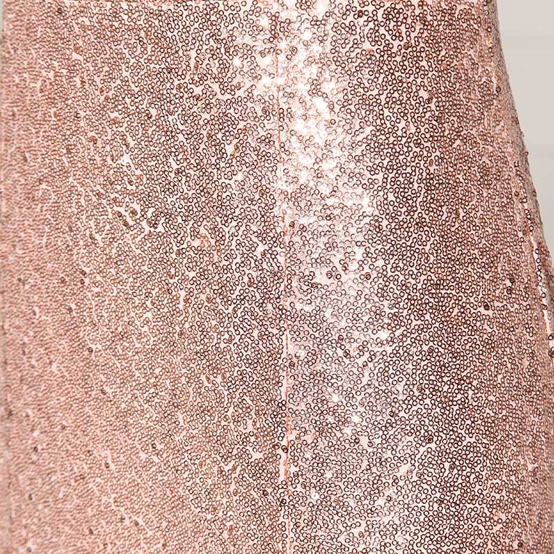 Glamorous Sleeveless V - neck Rose Gold Sequin Mermaid Gown - Prom Dress, SD351