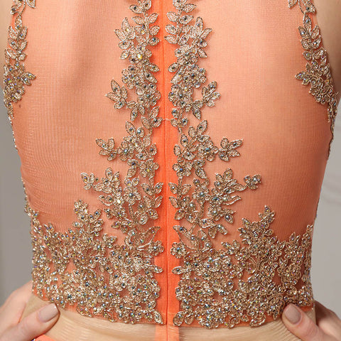 Glamorous Sleeveless Orange Mermaid Evening Gown with Exquisite Embellishments Prom Dress,LX227