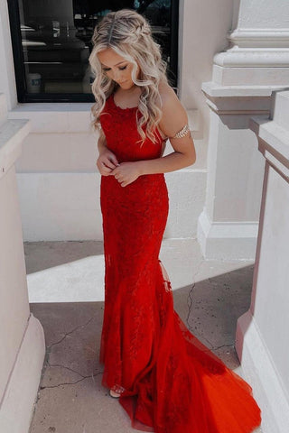 Lace Mermaid Spaghetti Straps  Prom Dress
