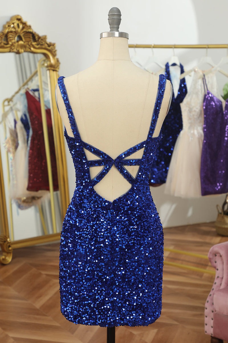 Sequins Open Back Tight Homecoming Dress