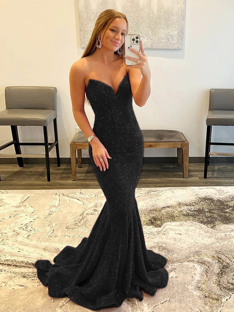 Sweetheart Neck Sqeuins mermaid Prom Dresses