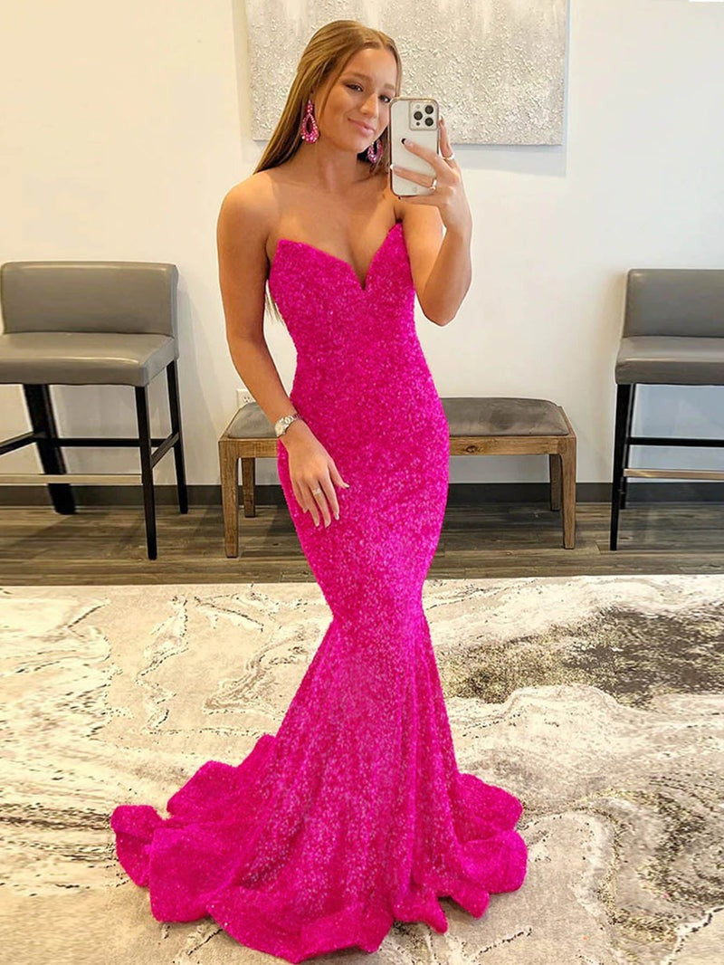 Sweetheart Neck Sqeuins mermaid Prom Dresses