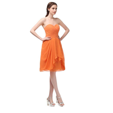 Vibrant Orange Strapless Ruched Short Prom Dress, SD247