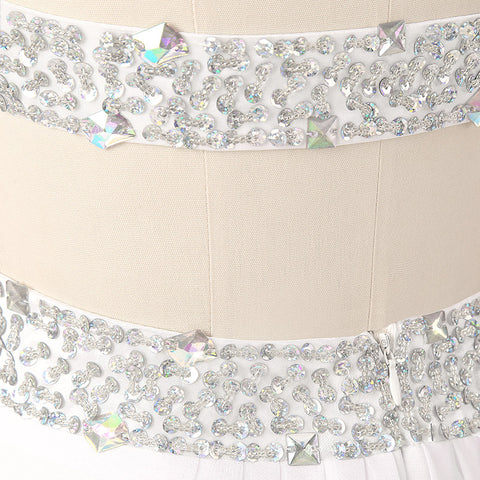 Elegant Strapless White Maxi Gown Prom Dress,SD007