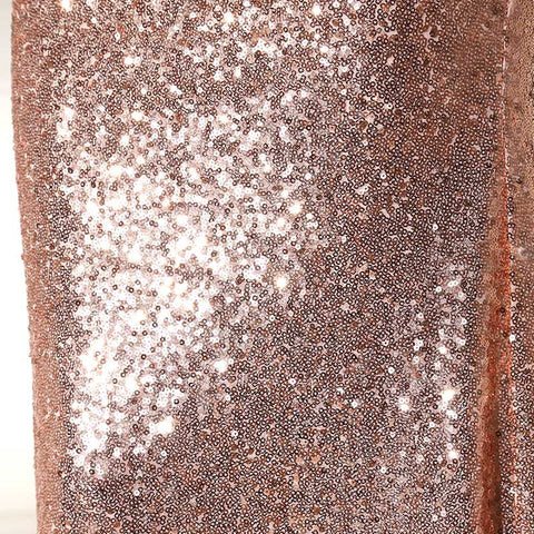 Sparkling Rose Gold Short - Sleeved Mermaid Evening Gown Prom Dress, SD347