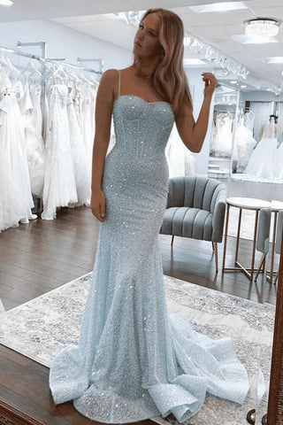 Charming Sweetheart Sequins Long Mermaid Prom Dresses