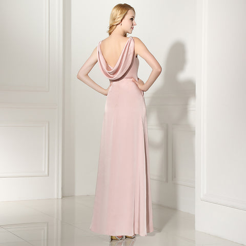 Elegant Sleeveless Pink Halter - Style Long Evening Gown Prom Dress, SD370