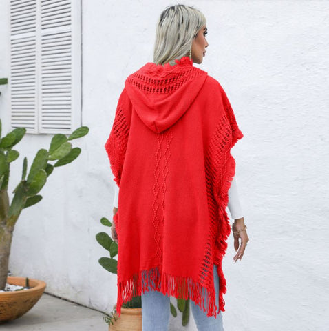 Casual loose V-neck tie hat mid length top jacket