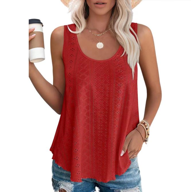 Spring and summer new round neck loose sleeveless T-shirt top