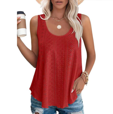 Spring and summer new round neck loose sleeveless T-shirt top