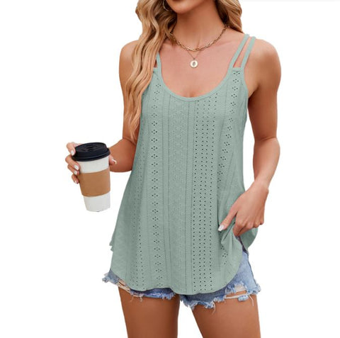 Solid color round neck women's base camisole vest