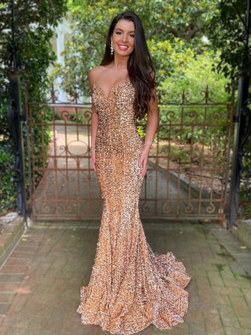 Sweetheart Neck Sqeuins mermaid Prom Dresses