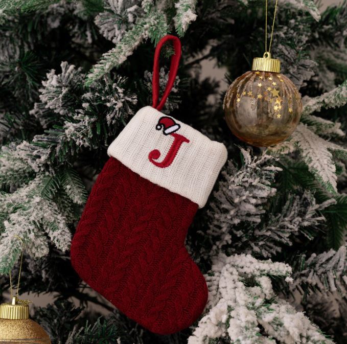 Red Knitted Christmas Letter Socks Christmas Tree Pendant