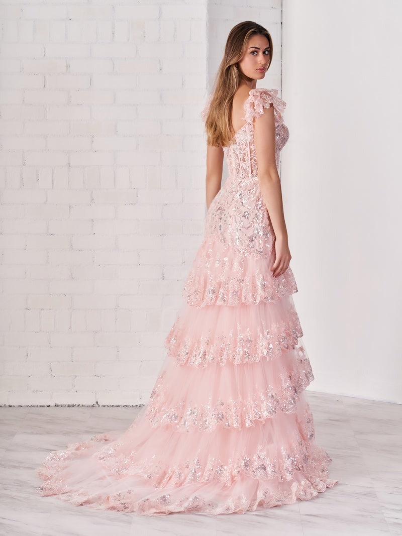 Long Sheath Off the Shoulder Lace-up Back Prom Dress
