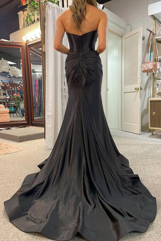Long Sweetheart Satin Mermaid  Prom Dress