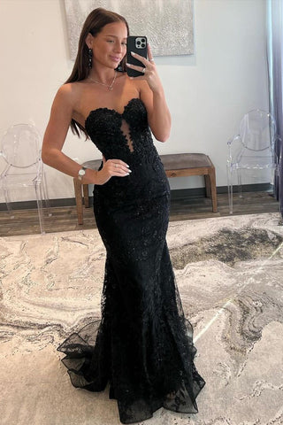 Lace Sweetheart  Appliques Mermaid Long Prom Dresses
