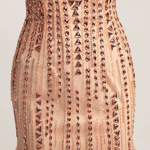 Glamorous Halter Neck Mermaid Gown with Intricate Beadwork and Tulle Overlay Prom Dress,LX437