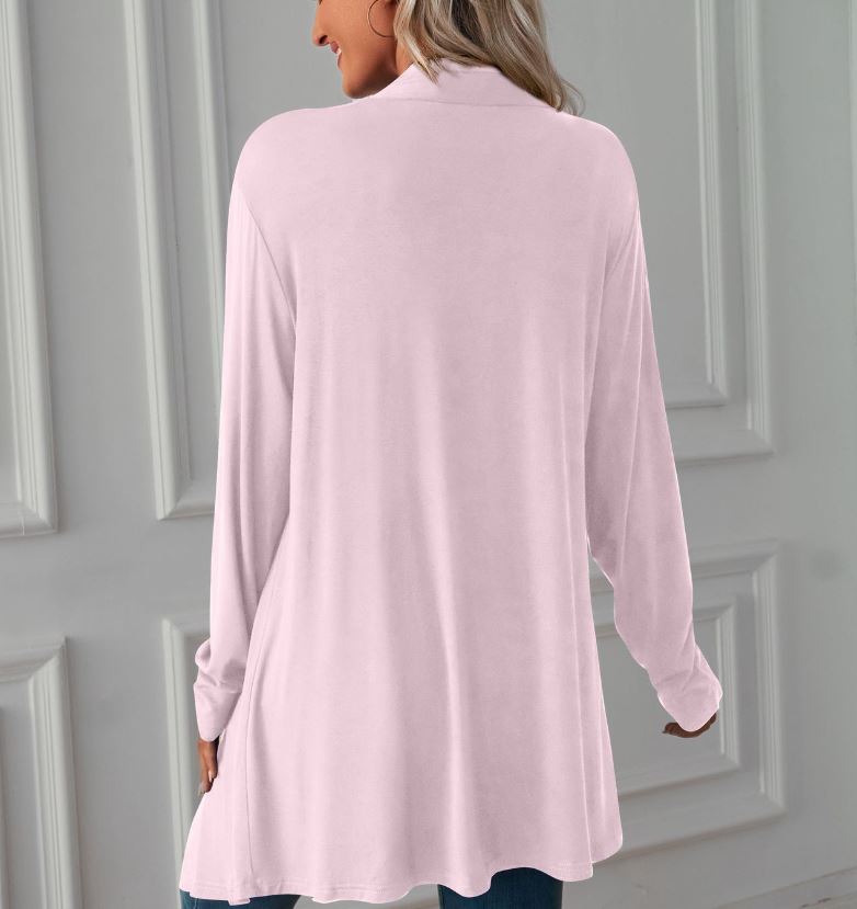 Autumn new solid color long sleeved cardigan jacket long top