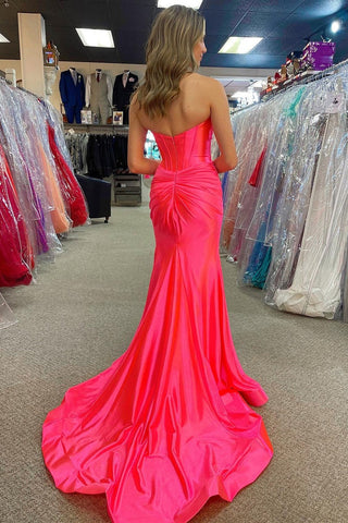 Long Sweetheart Satin Mermaid  Prom Dress