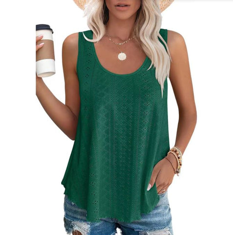 Spring and summer new round neck loose sleeveless T-shirt top