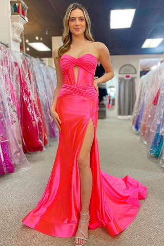 Long Sweetheart Satin Mermaid  Prom Dress