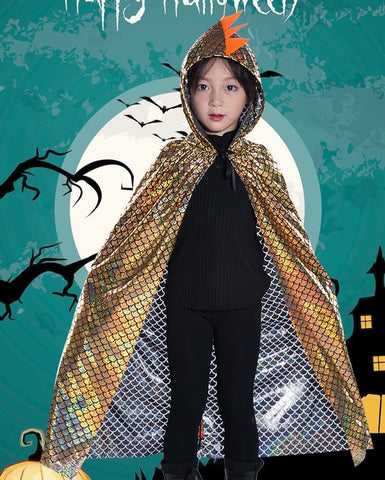 Halloween children's dinosaur hot stamping hooded canopy performance costume