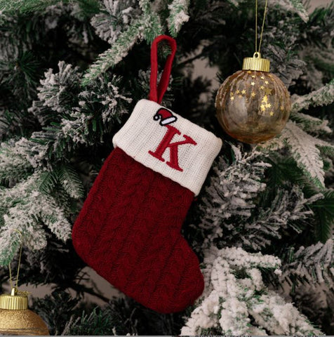 Red Knitted Christmas Letter Socks Christmas Tree Pendant