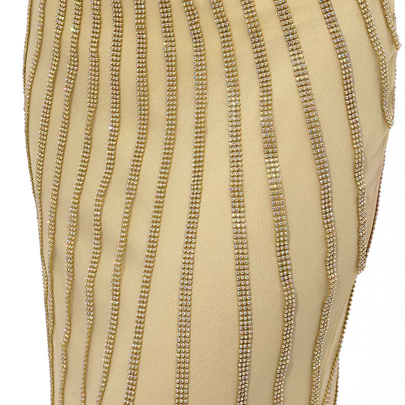 Exquisite Sleeveless Gold Mermaid Gown with Sequined Detailing Prom Dress,LX353