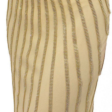 Exquisite Sleeveless Gold Mermaid Gown with Sequined Detailing Prom Dress,LX353