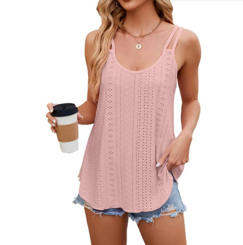 Solid color round neck women's base camisole vest