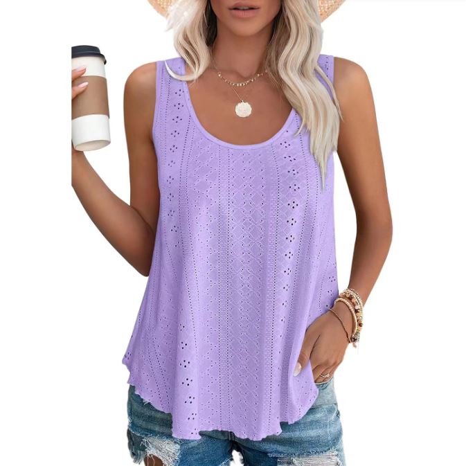 Spring and summer new round neck loose sleeveless T-shirt top