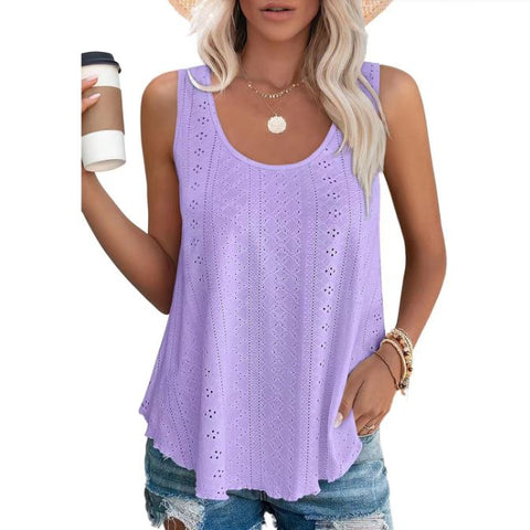 Spring and summer new round neck loose sleeveless T-shirt top