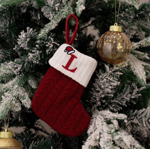 Red Knitted Christmas Letter Socks Christmas Tree Pendant