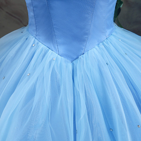 Enchanting Off - Shoulder Light Blue Ball Gown with Fluffy Tulle Prom Dress ,SQS037