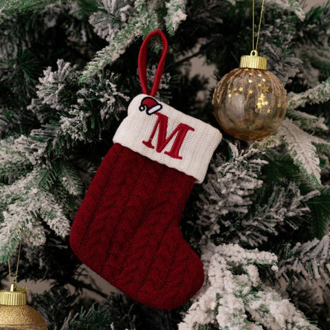 Red Knitted Christmas Letter Socks Christmas Tree Pendant
