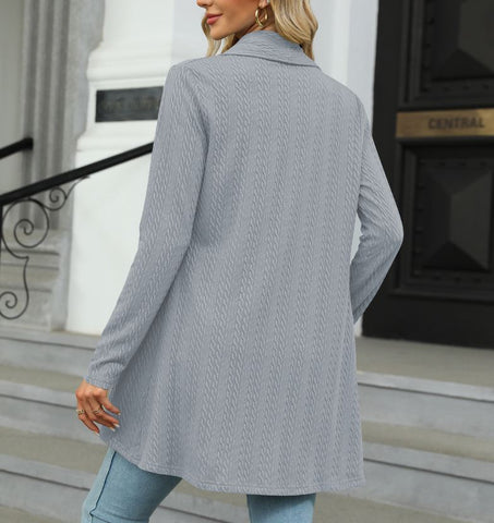 Autumn and winter new long sleeved solid color loose cardigan top women's knitted jacket