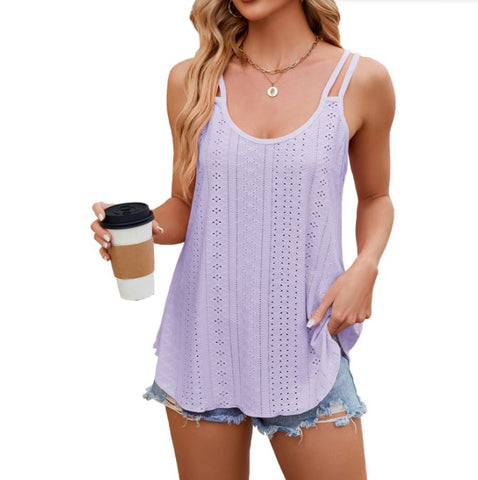 Solid color round neck women's base camisole vest