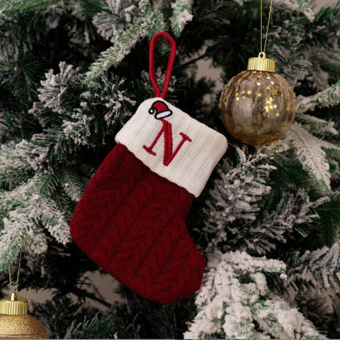 Red Knitted Christmas Letter Socks Christmas Tree Pendant