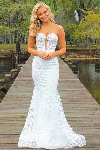 Charming Mermaid Sweetheart Lilace Lace Appliques Prom Dresses