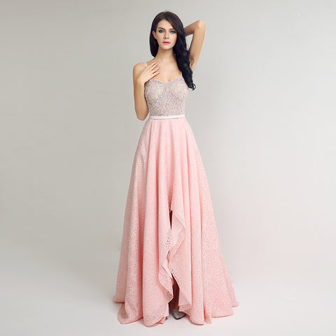 Charming Strapless Pink Long Gown with Embellished Bodice and Ruffled Prom Dress,LX240