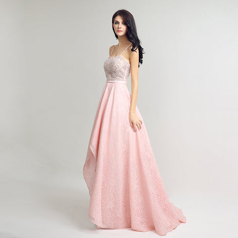 Charming Strapless Pink Long Gown with Embellished Bodice and Ruffled Prom Dress,LX240