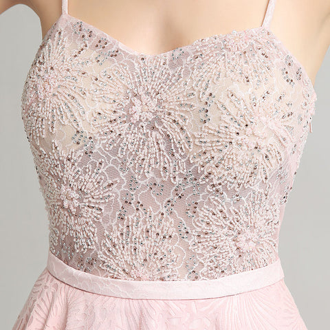 Charming Strapless Pink Long Gown with Embellished Bodice and Ruffled Prom Dress,LX240