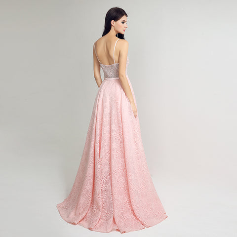 Charming Strapless Pink Long Gown with Embellished Bodice and Ruffled Prom Dress,LX240