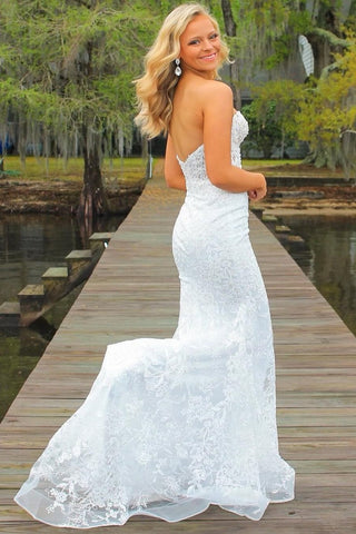 Charming Mermaid Sweetheart Lilace Lace Appliques Prom Dresses