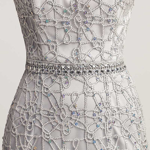 Opulent Gold Halter Mermaid Evening Dress with Exquisite Beaded and Lace Detailing,LX436
