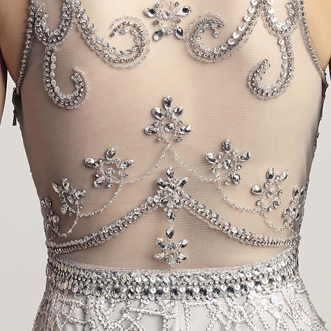Opulent Gold Halter Mermaid Evening Dress with Exquisite Beaded and Lace Detailing,LX436