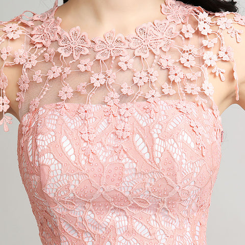 Gorgeous Sleeveless Peach Mermaid Lace Gown Prom Dress,LX241