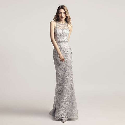 Opulent Gold Halter Mermaid Evening Dress with Exquisite Beaded and Lace Detailing,LX436