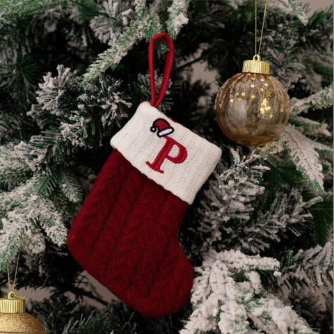 Red Knitted Christmas Letter Socks Christmas Tree Pendant